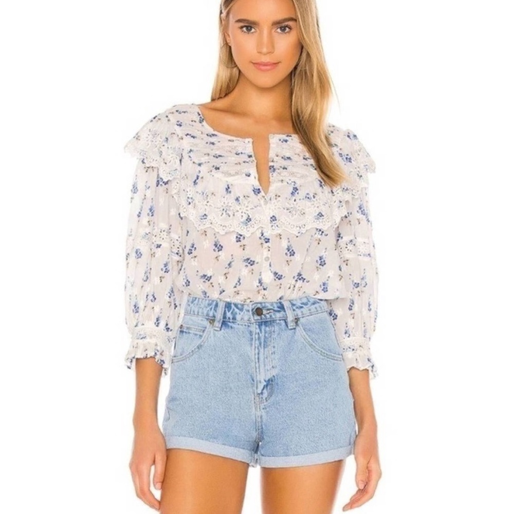 LoveShackFancy Canna Top in Brilliant Blue